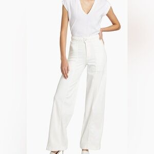 FRAME Denim White Braided Waist High Rise Wide Leg Jeans Size 30